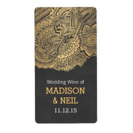 Etiqueta Vintage Chalkboard Dourado Bohemian Wedding Wine