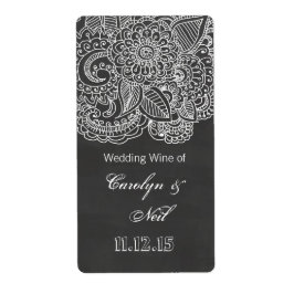 Etiqueta Vintage Chalkboard Paisley Weding Wine