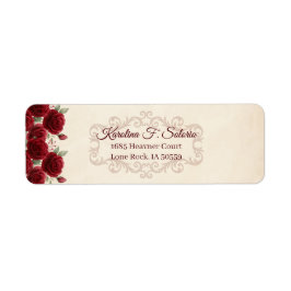 Etiqueta Vintage Classy Elegant Red Roses Floral Burgundy 