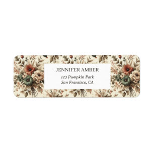 Etiqueta Vintage Cottagecore Watercolor Floral Earth Rosas