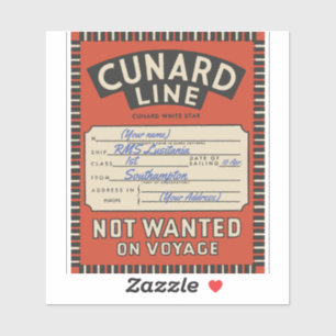 Etiqueta Vintage Cunard Line (Personalizável)