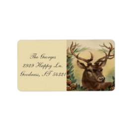 Etiqueta Vintage Deer Buck Stag Natureza Natal Russo