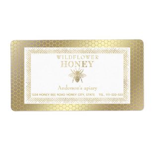 Etiqueta Vintage dourado rústico boião de mel