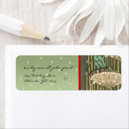Etiqueta Vintage Dragonfly Christmas Return Address Labs
