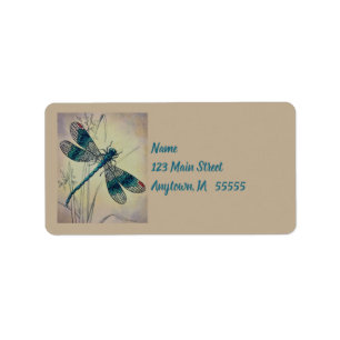 Etiqueta Vintage Dragonfly No. 2 e Grass Watercolor Art