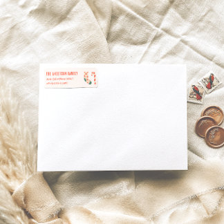 Etiqueta Vintage Drawn Cream Red Christmas Doddle Address (