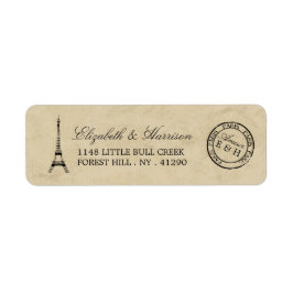 Etiqueta Vintage Eiffel Tower Paris Postmark Wedding