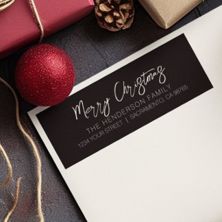 Etiqueta Vintage Feliz Natal Endereço de Retorno de Férias