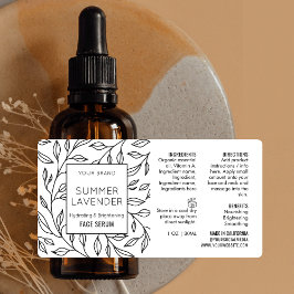 Etiqueta Vintage Floral 1 OZ Skincare Rótulo do Frasco do D
