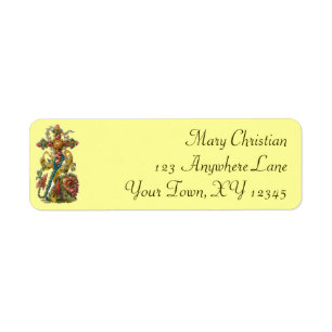 Etiqueta Vintage Floral Cross
