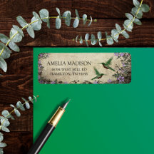 Vintage Floral Hummingbirds Return Address Label