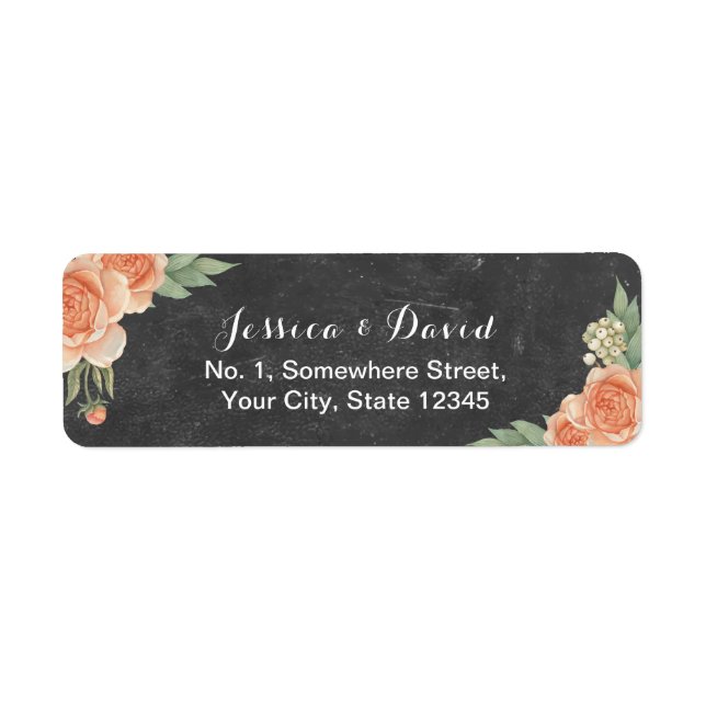 Etiqueta Vintage Floral Rustic Chalkboard Wedding (Frente)