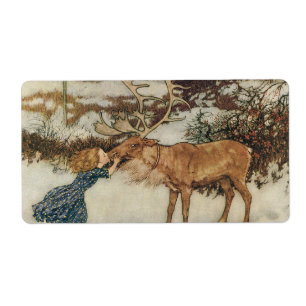 Etiqueta Vintage Gerda e o Reindeer de Edmund Dulac