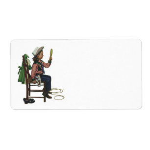 Etiqueta Vintage Girl Cowgirl parece Espelhada Ela é tão Vã