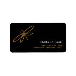 Etiqueta Vintage Gold Foil Dragonfly Casamento