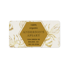 Etiqueta vintage gold rainha abelha apiary address