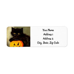 Etiqueta Vintage Halloween Cat e Jack-o'-lantern