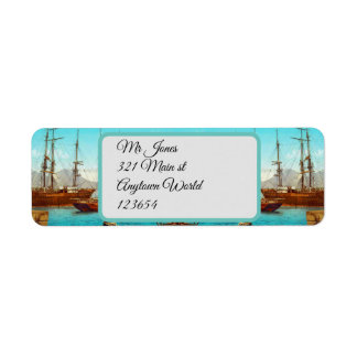 Etiqueta Vintage harbor Itália dos anos 1800