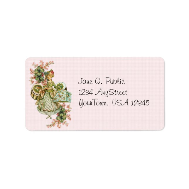Etiqueta Vintage Hat Box Lady Lovely Day Address Label (Frente)