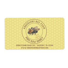 Etiqueta Vintage Honeybee & Honeycomb | Beefarm / apicultor