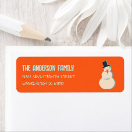 Etiqueta Vintage Illustrated Red Snowman Endereço de Natal