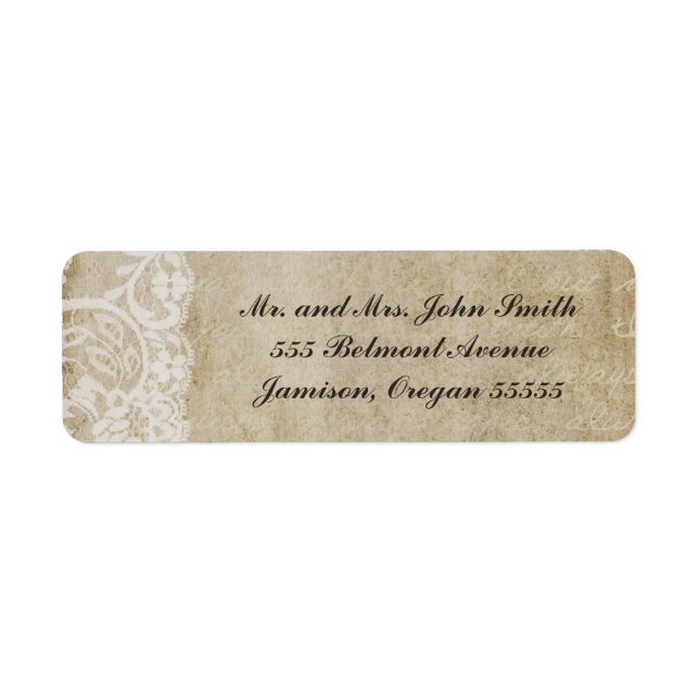 Etiqueta Vintage Lace Old World Return Address Labs (Frente)