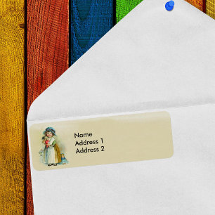 Etiqueta Vintage Little Girl Chubby Cheira Bonecas De Chapé