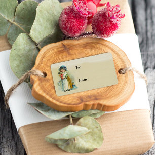 Etiqueta Vintage Little Girl Chubby Cheira Bonecas De Chapé