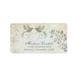 Etiqueta Vintage Love Birds Wedding Return Address Labs