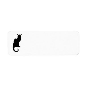 Etiqueta Vintage o Dia das Bruxas, gato preto de Nouveau da