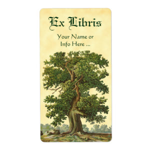 Etiqueta Vintage Oak Tree Ex Libris Editável