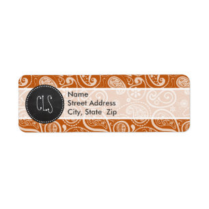 Etiqueta Vintage Paisley alaranjado queimado quadro; Floral