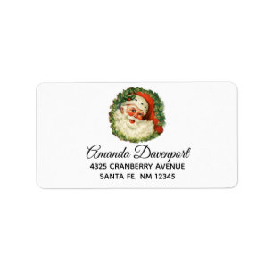 Etiqueta Vintage Papai Noel com Pine Wreath
