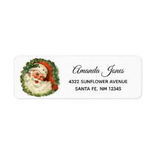 Etiqueta Vintage Papai Noel com Pine Wreath