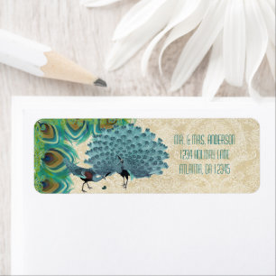 Etiqueta Vintage Peacock Feather Wedding