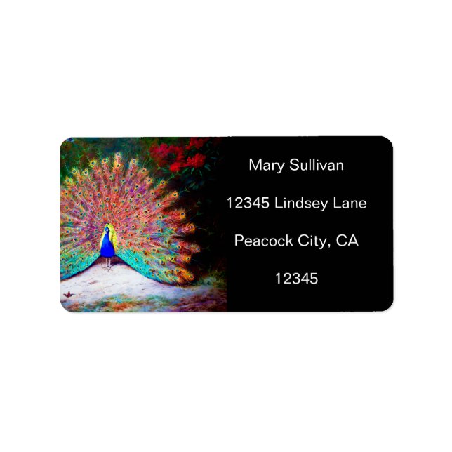 Etiqueta Vintage Peacock Painting (Frente)