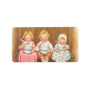 Etiqueta Vintage Pease Porridge Hot Childreny Nursery Rhyme