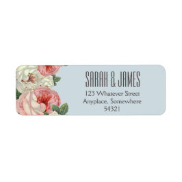 Etiqueta Vintage Peony Casal Blue Address Label