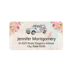 Etiqueta Vintage Pickup Truck Rustic Watercolor