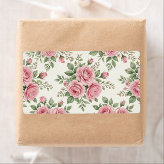 Etiqueta Vintage Pink Watercolor Roses Floral Seamless