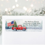 Etiqueta Vintage Red Christmas Truck Bandeira de Natal<br><div class="desc">Vintage caminhão vermelho de Natal com árvore de Natal e cartão de Natal americano é uma forma festiva de mostrar seu amor pela América e enviar desejos de férias para seus amigos e família.</div>