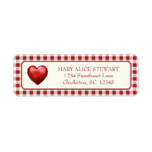 Vintage Red e Cream Gingham com Coração