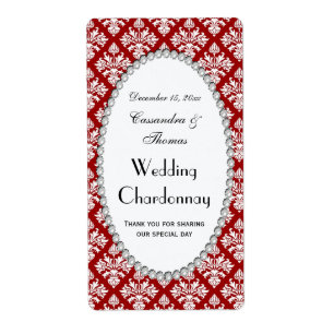 Etiqueta Vintage Red What Damask Pearl V Vinho Rótulo da ga