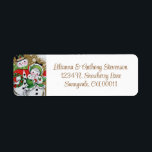 Etiqueta Vintage Retro Christmas Snowman Holiday<br><div class="desc">Vintage Retro Natal - Etiquetas de endereço de Feriado de Neve. Use essas etiquetas bonitas para arrumar os envelopes do cartão de feriado e enviar para a família e amigos para as férias.</div>