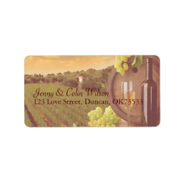 Etiqueta Vintage Retro Vineyard Sunset Wedset Address