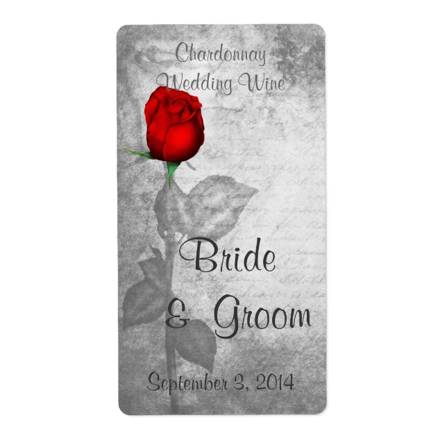 Etiqueta Vintage Rosa vermelha Wedding (Frente)