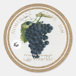 Etiqueta Vintage Rustic Grape Jam Round Sticker