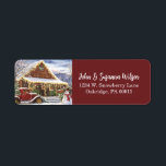Etiqueta Vintage Rustic Winter Christmas Snowman Cena<br><div class="desc">Vintage feliz loja de férias,  caminhão e boneco de neve. Vestir os envelopes do cartão de feriado com essas etiquetas de endereço fofo.</div>