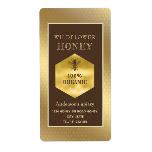 Etiqueta Vintage rústico logótipo dourado rainha abelha boi