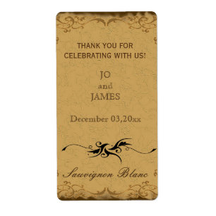 Etiqueta Vintage rústico, vinho de casamento